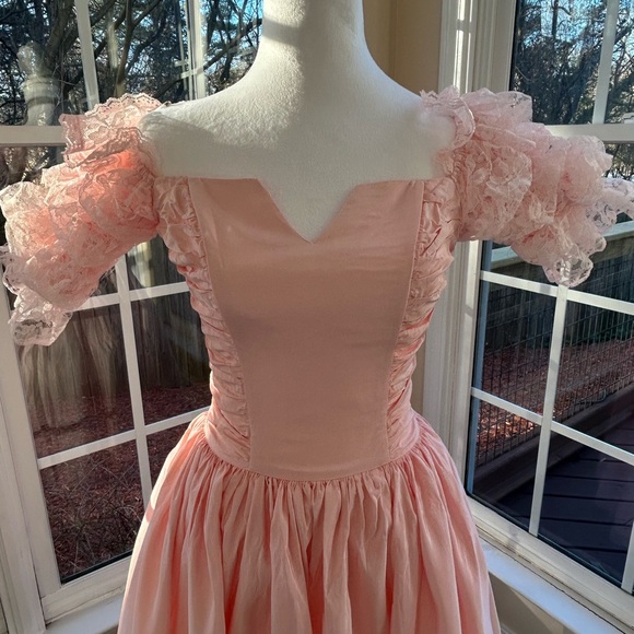 Vintage 1987 Gunne Sax By Jessica McClintock Pale Pink Prom Dress - Size 5 - Picture 4 of 8
